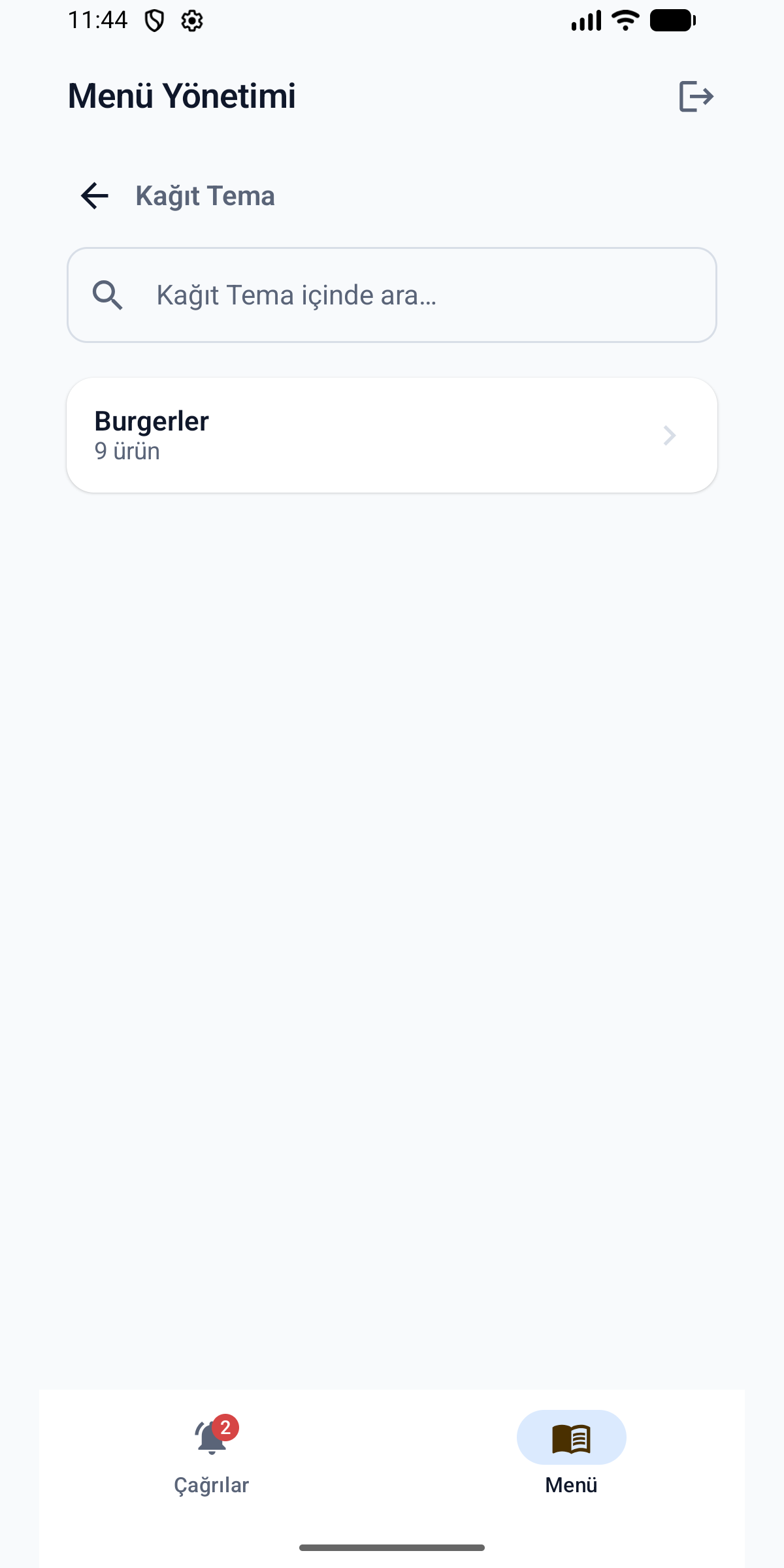 Searching for categories and products within a menu